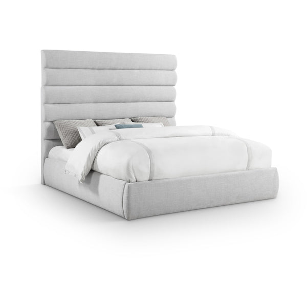 Meridian Adam Grey Linen Textured Fabric King Bed IMAGE 1