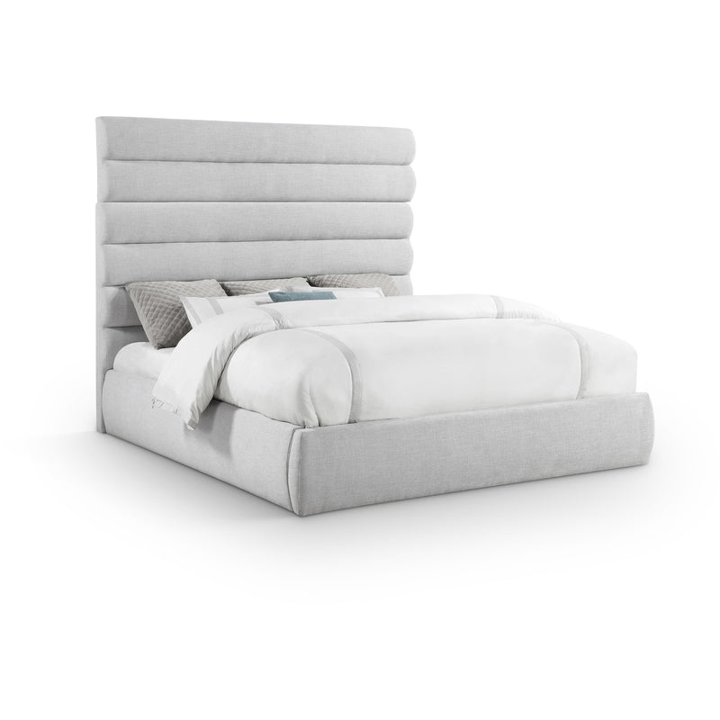Meridian Adam Grey Linen Textured Fabric King Bed IMAGE 1