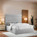 Meridian Adam Grey Linen Textured Fabric King Bed IMAGE 2