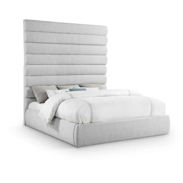 Meridian Adam Grey Linen Textured Fabric King Bed IMAGE 1