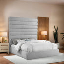 Meridian Adam Grey Linen Textured Fabric King Bed IMAGE 2