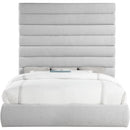 Meridian Adam Grey Linen Textured Fabric King Bed IMAGE 3