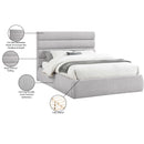 Meridian Adam Grey Linen Textured Fabric Queen Bed IMAGE 10