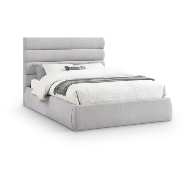 Meridian Adam Grey Linen Textured Fabric Queen Bed IMAGE 1