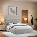 Meridian Adam Grey Linen Textured Fabric Queen Bed IMAGE 2