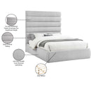 Meridian Adam Grey Linen Textured Fabric Queen Bed IMAGE 10