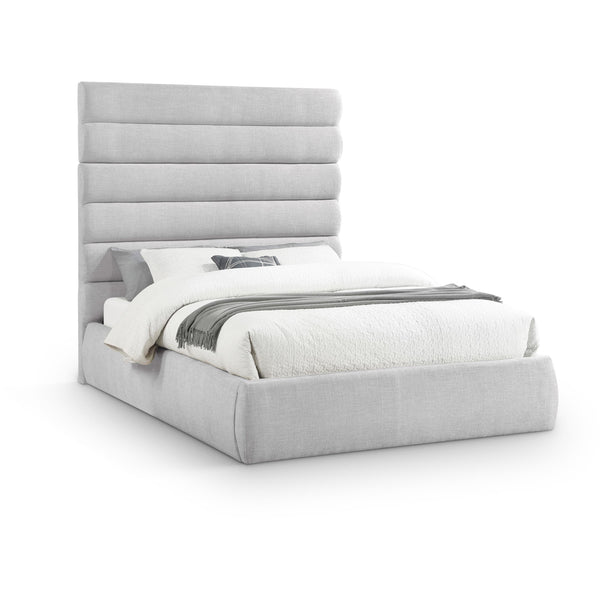 Meridian Adam Grey Linen Textured Fabric Queen Bed IMAGE 1