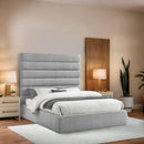 Meridian Adam Grey Linen Textured Fabric Queen Bed IMAGE 2