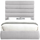 Meridian Adam Grey Linen Textured Fabric Queen Bed IMAGE 3