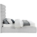 Meridian Adam Grey Linen Textured Fabric Queen Bed IMAGE 4