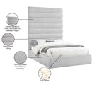 Meridian Adam Grey Linen Textured Fabric Queen Bed IMAGE 10