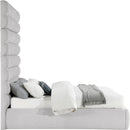 Meridian Adam Grey Linen Textured Fabric Queen Bed IMAGE 4