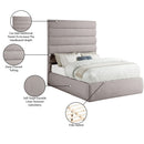 Meridian Adam Taupe Linen Textured Fabric Full Bed IMAGE 10
