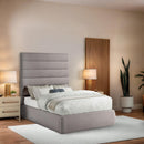 Meridian Adam Taupe Linen Textured Fabric Full Bed IMAGE 2