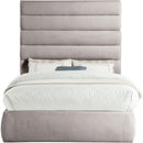 Meridian Adam Taupe Linen Textured Fabric Full Bed IMAGE 3