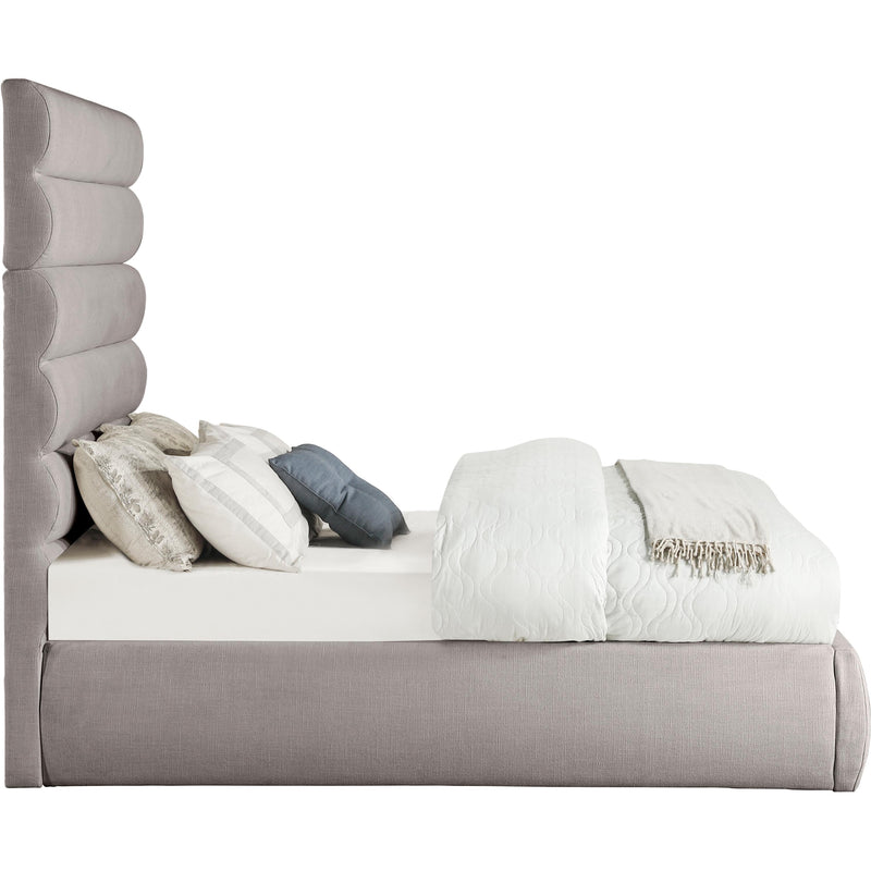 Meridian Adam Taupe Linen Textured Fabric Full Bed IMAGE 4