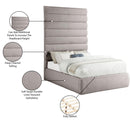 Meridian Adam Taupe Linen Textured Fabric Full Bed IMAGE 10