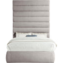 Meridian Adam Taupe Linen Textured Fabric Full Bed IMAGE 3