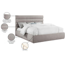 Meridian Adam Taupe Linen Textured Fabric King Bed IMAGE 10