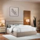 Meridian Adam Taupe Linen Textured Fabric King Bed IMAGE 2