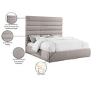 Meridian Adam Taupe Linen Textured Fabric King Bed IMAGE 10