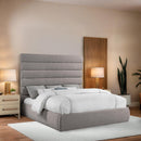 Meridian Adam Taupe Linen Textured Fabric King Bed IMAGE 2
