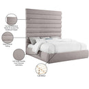 Meridian Adam Taupe Linen Textured Fabric King Bed IMAGE 10
