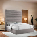 Meridian Adam Taupe Linen Textured Fabric King Bed IMAGE 2