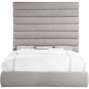 Meridian Adam Taupe Linen Textured Fabric King Bed IMAGE 3