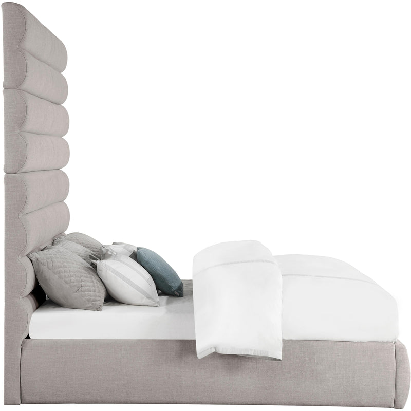 Meridian Adam Taupe Linen Textured Fabric King Bed IMAGE 4