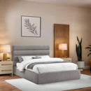 Meridian Adam Taupe Linen Textured Fabric Queen Bed IMAGE 2
