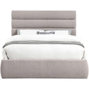 Meridian Adam Taupe Linen Textured Fabric Queen Bed IMAGE 3