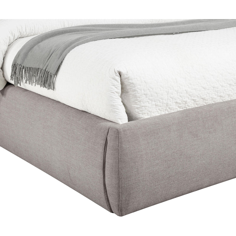 Meridian Adam Taupe Linen Textured Fabric Queen Bed IMAGE 6