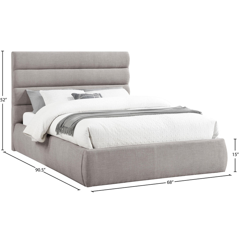 Meridian Adam Taupe Linen Textured Fabric Queen Bed IMAGE 9