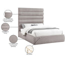 Meridian Adam Taupe Linen Textured Fabric Queen Bed IMAGE 10