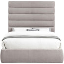 Meridian Adam Taupe Linen Textured Fabric Queen Bed IMAGE 3