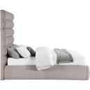 Meridian Adam Taupe Linen Textured Fabric Queen Bed IMAGE 4