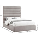 Meridian Adam Taupe Linen Textured Fabric Queen Bed IMAGE 9