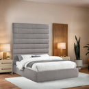 Meridian Adam Taupe Linen Textured Fabric Queen Bed IMAGE 2