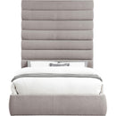 Meridian Adam Taupe Linen Textured Fabric Queen Bed IMAGE 3