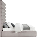 Meridian Adam Taupe Linen Textured Fabric Queen Bed IMAGE 4