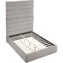 Meridian Adam Taupe Linen Textured Fabric Queen Bed IMAGE 7