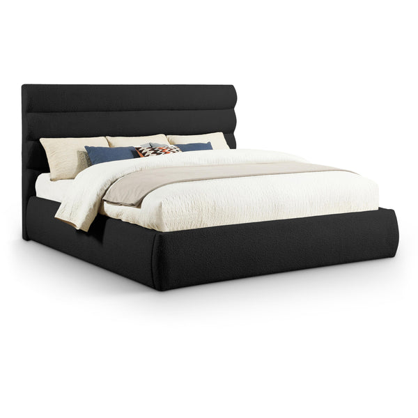Meridian Adam Black Boucle Fabric King Bed IMAGE 1