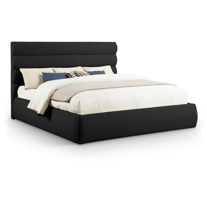 Meridian Adam Black Boucle Fabric King Bed IMAGE 1
