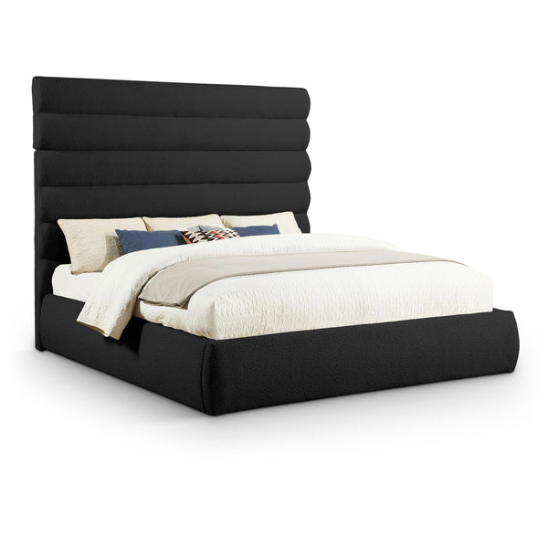 Meridian Adam Black Boucle Fabric King Bed IMAGE 1