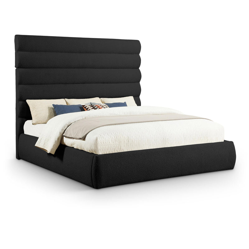 Meridian Adam Black Boucle Fabric King Bed IMAGE 1