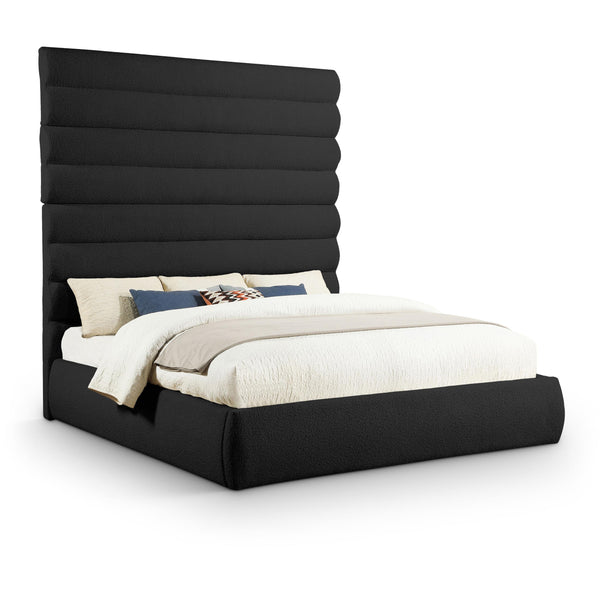 Meridian Adam Black Boucle Fabric King Bed IMAGE 1