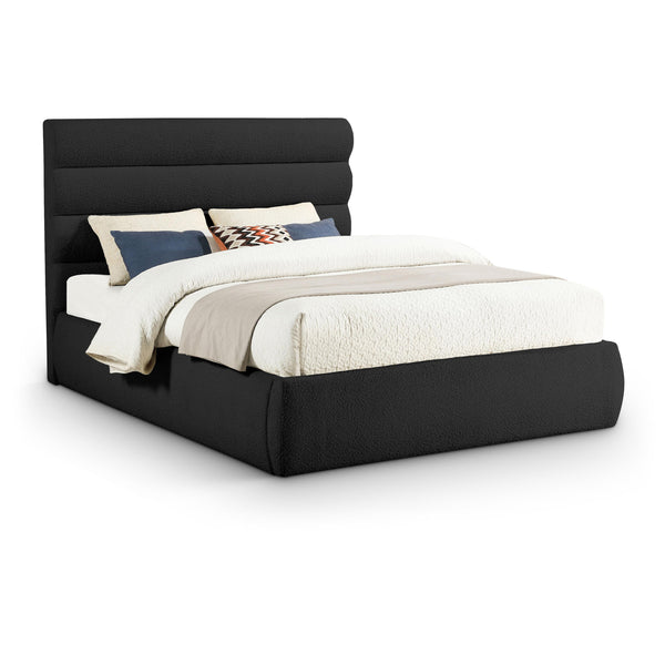 Meridian Adam Black Boucle Fabric Queen Bed IMAGE 1