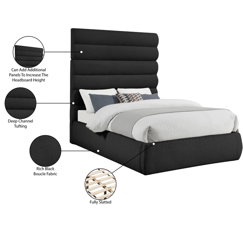 Meridian Adam Black Boucle Fabric Queen Bed IMAGE 10