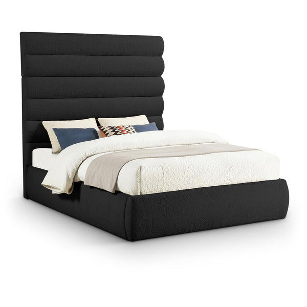 Meridian Adam Black Boucle Fabric Queen Bed IMAGE 1